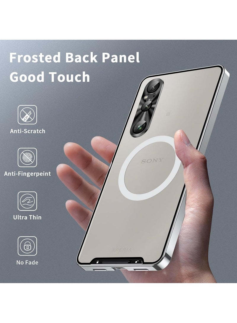 Sony Xperia 1 VI (2024),Magnetic Frosted Anti-Fall Shockproof Case Compatible with Mag-Safe and Wireless Charger,Ultra-Thin Protective Cover with Metal Border - Image 2